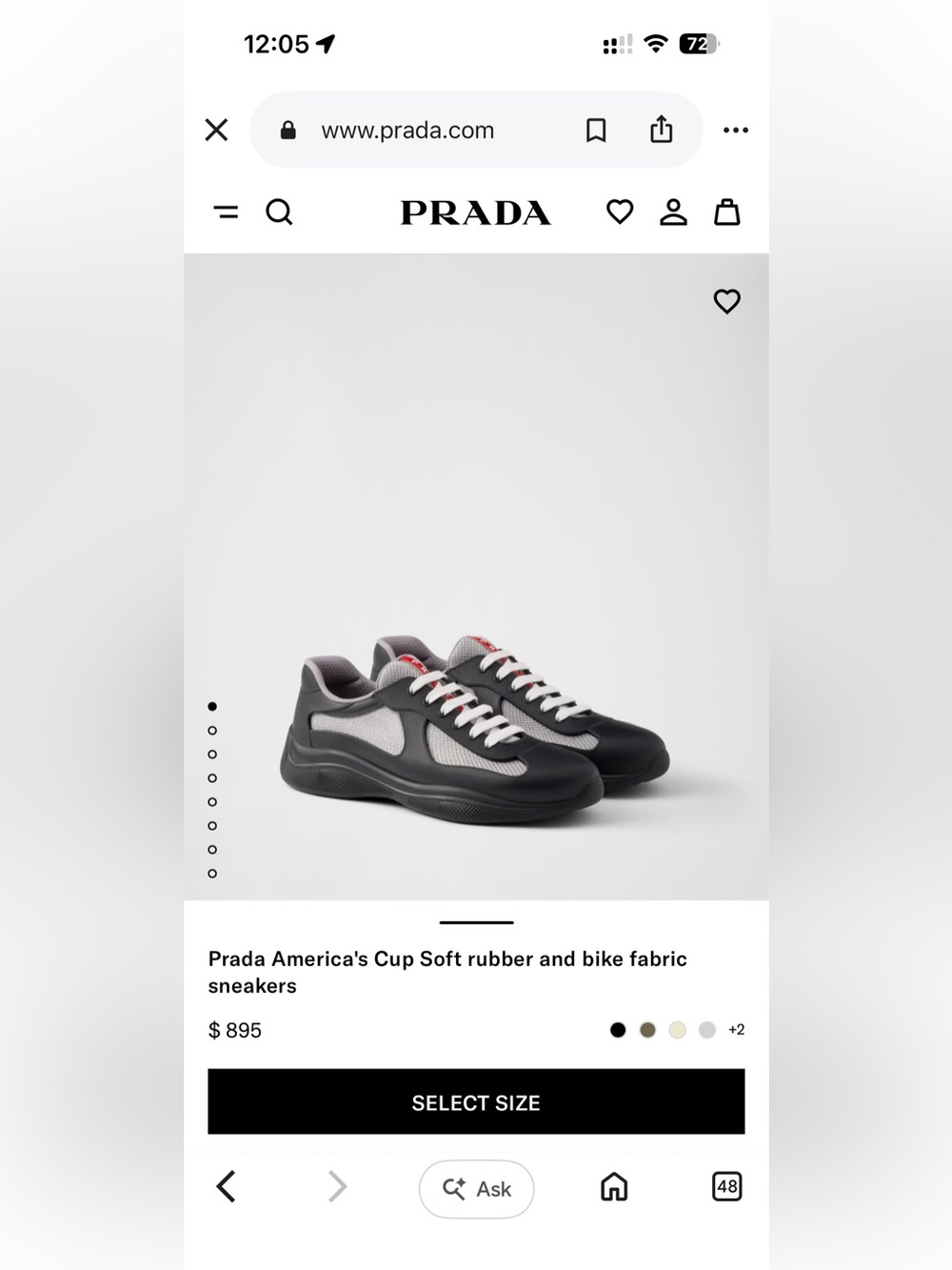 Prada Men's American Cup Gray and White Rubber Low-Top Sneakers - Picture 11 of 11